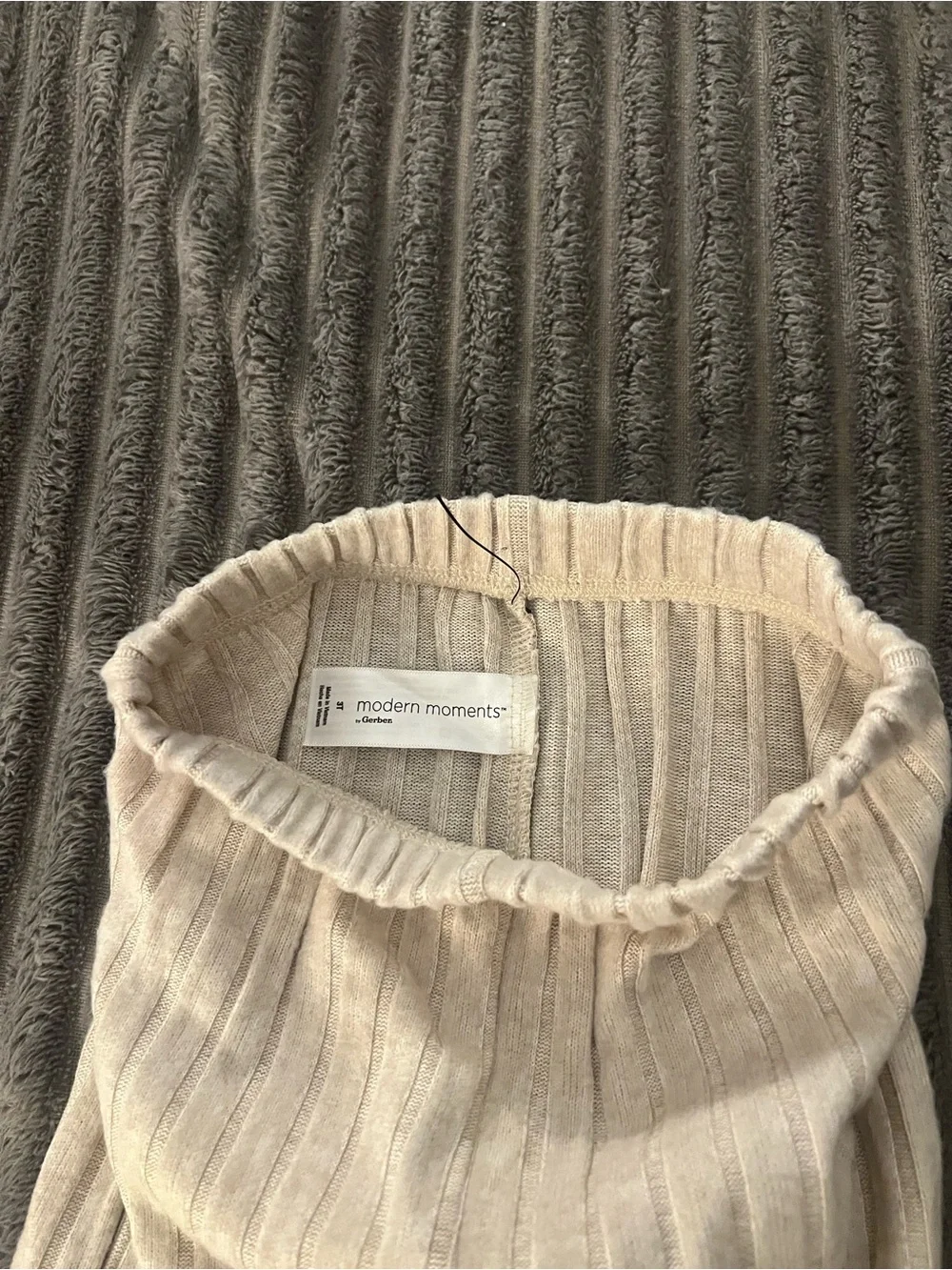 Modern Moments Girls' Cream Ribbed Peplum Knit Top - Cream